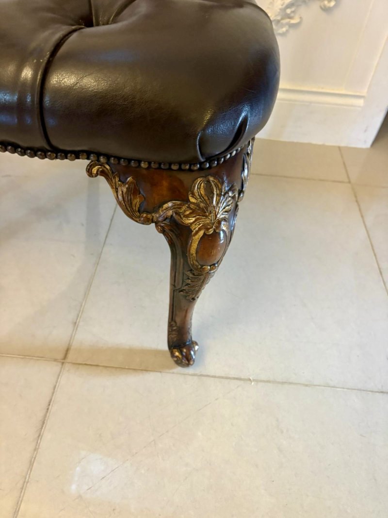 Outstanding Quality Set of 8 Antique Edwardian Carved Walnut and Gilded Dining Chairs - Image 14